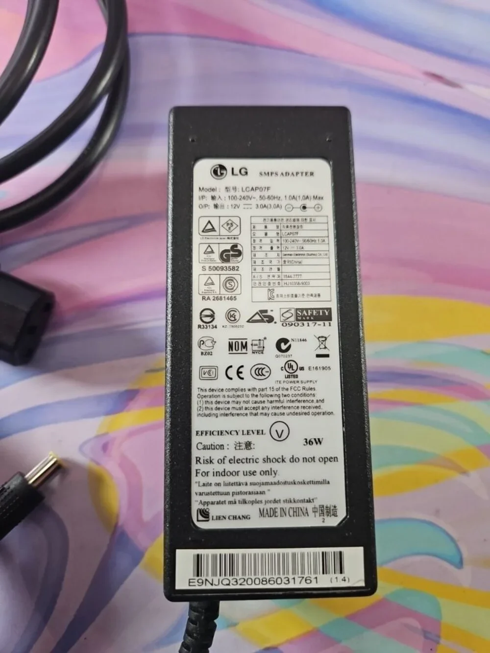 LG OEM Power Supply LCAP07F AC Adapter 12 V 3.0A